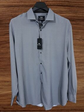WRK Men’s Grey/Black 4-Way Stretch Dress Shirt. Size 19